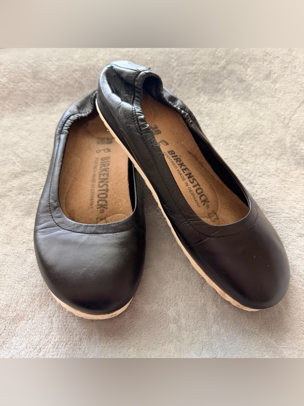 Birkenstock Celina Ballet Flat Natural Leather Black 38 Regular US 7 Women